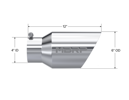 MBRP Exhaust Tip 4-Inch Inlet 6-Inch Outlet 12-Inch Length Dual Wall T304 Stainless Steel Universal Fit