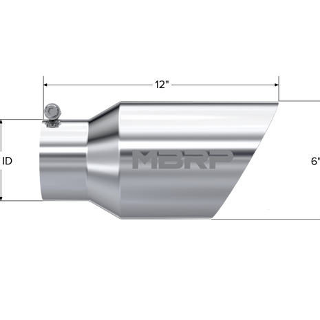 MBRP Exhaust Tip 4-Inch Inlet 6-Inch Outlet 12-Inch Length Dual Wall T304 Stainless Steel Universal Fit