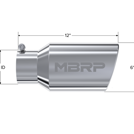 MBRP Exhaust Tip 4-Inch Inlet 6-Inch Outlet 12-Inch Length Rolled End T304 Stainless Steel Universal Fit