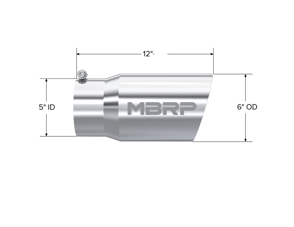 MBRP Exhaust Tip 5-Inch Inlet 6-Inch Outlet 12-Inch Length Dual Wall T304 Stainless Steel Universal Fit