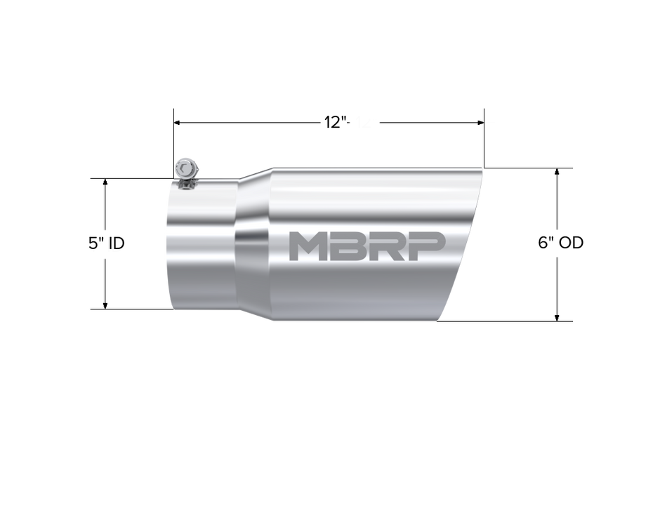 MBRP Exhaust Tip 5-Inch Inlet 6-Inch Outlet 12-Inch Length Dual Wall T304 Stainless Steel Universal Fit
