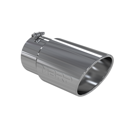 MBRP Exhaust Tip 5-Inch Inlet 6-Inch Outlet Rolled End T304 Stainless Steel Universal Fit Armor Pro Mirror Polished Exhaust Tail Pipe Tip 6 Inch O.D. Angled Rolled End 5 Inch Inlet 12 Inch Length T304 Stainless Steel