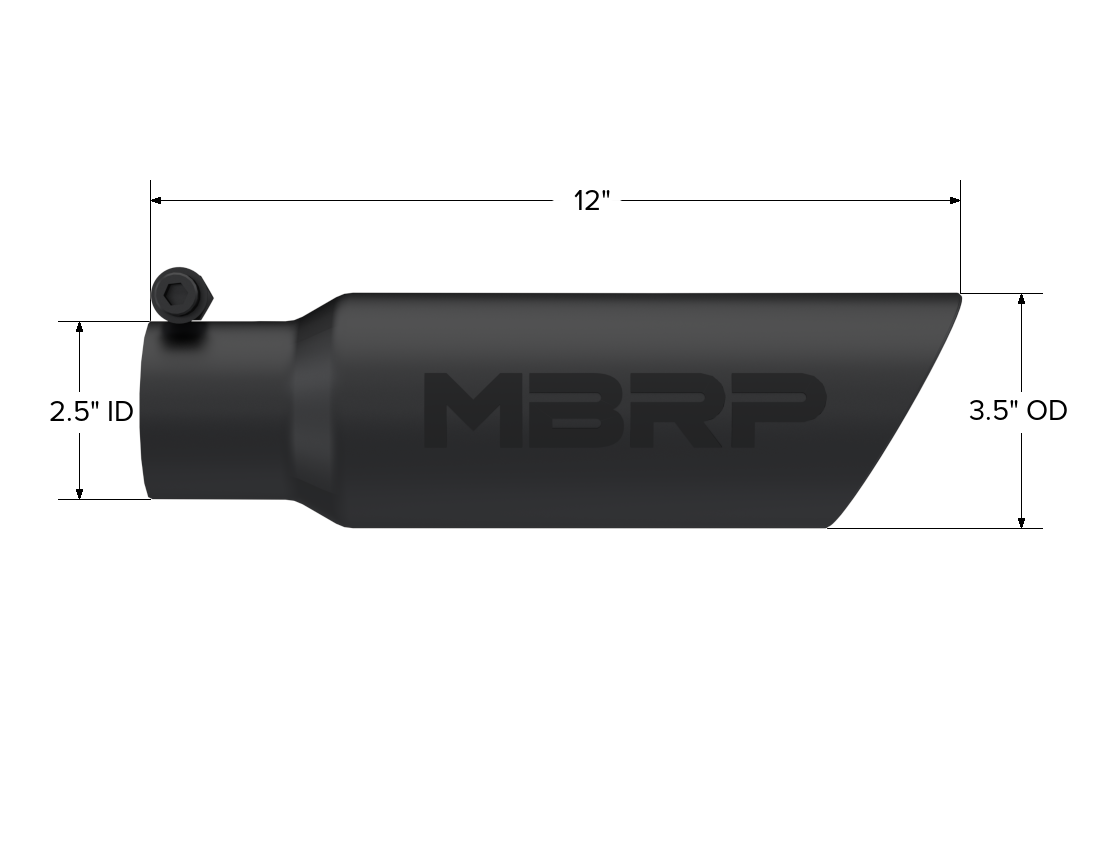 MBRP Exhaust Tip 2.5-Inch Inlet 3.5-Inch Outlet Dual Wall Black Coated Universal Fit