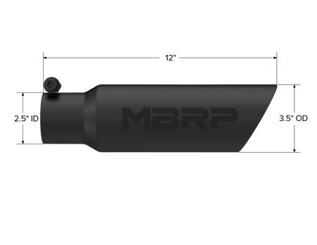 MBRP Exhaust Tip 2.5-Inch Inlet 3.5-Inch Outlet Dual Wall Black Coated Universal Fit