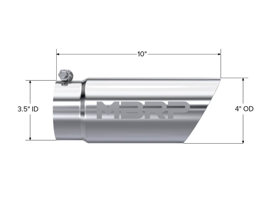 MBRP Exhaust Tip 4-Inch Inlet 3.5-Inch Outlet Dual Wall T304 Stainless Steel Universal Fit