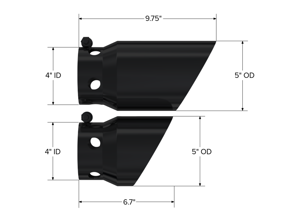 MBRP Exhaust Tip 4-Inch Inlet 5-Inch Outlet 9.75-Inch Length T304 Stainless Steel 6.4L/6.7L 2008-2026 Ford F-250 Super Duty/F-350 Super Duty/F-450 Super Duty