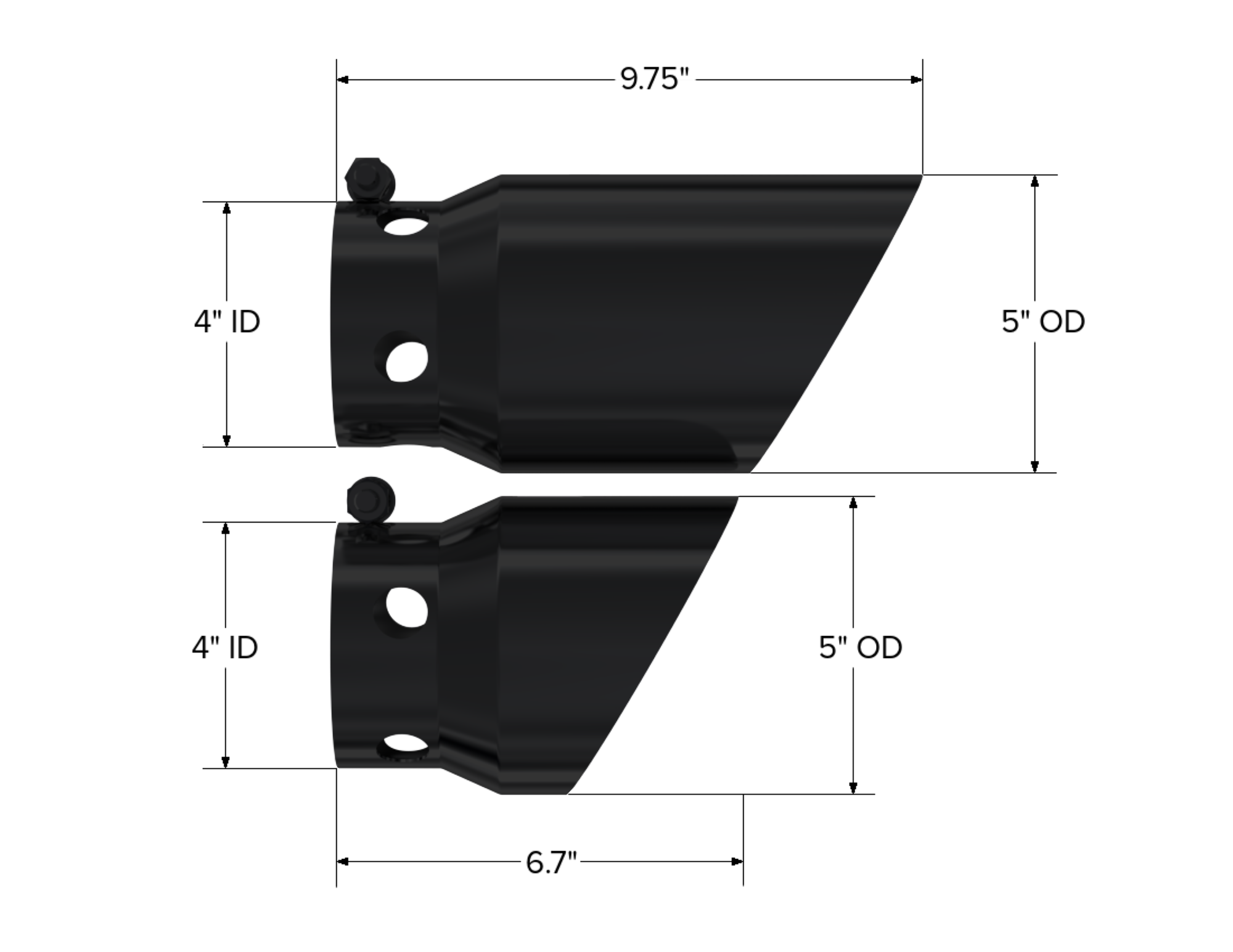 MBRP Exhaust Tip 4-Inch Inlet 5-Inch Outlet 9.75-Inch Length T304 Stainless Steel 6.4L/6.7L 2008-2026 Ford F-250 Super Duty/F-350 Super Duty/F-450 Super Duty