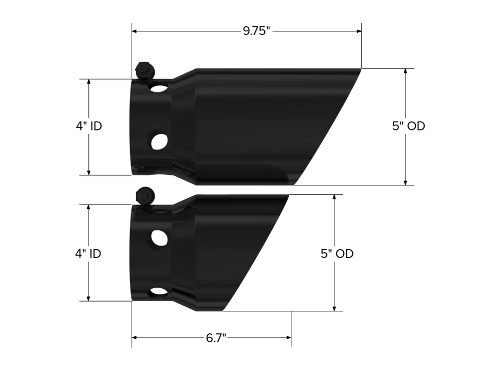 MBRP Exhaust Tip 4-Inch Inlet 5-Inch Outlet 9.75-Inch Length T304 Stainless Steel 6.4L/6.7L 2008-2026 Ford F-250 Super Duty/F-350 Super Duty/F-450 Super Duty