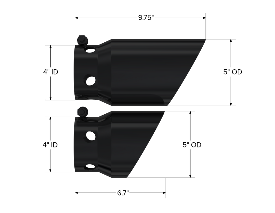 MBRP Exhaust Tip 4-Inch Inlet 5-Inch Outlet 9.75-Inch Length T304 Stainless Steel 6.4L/6.7L 2008-2026 Ford F-250 Super Duty/F-350 Super Duty/F-450 Super Duty