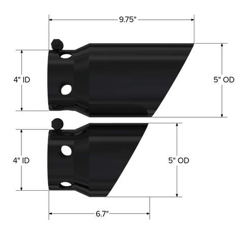 MBRP Exhaust Tip 4-Inch Inlet 5-Inch Outlet 9.75-Inch Length T304 Stainless Steel 6.4L/6.7L 2008-2026 Ford F-250 Super Duty/F-350 Super Duty/F-450 Super Duty