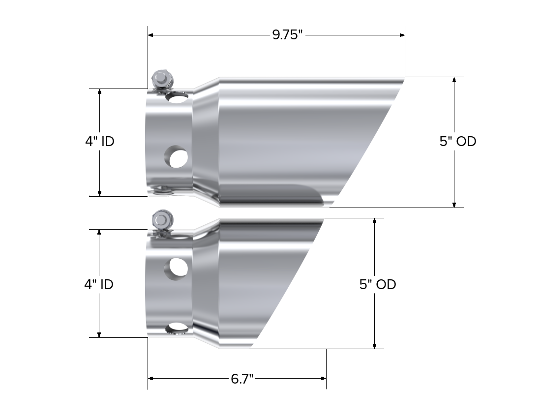 MBRP Exhaust Tip 4-Inch Inlet 5-Inch Outlet T304 Stainless Steel Powerstroke 2008-2026 Ford F-250 Super Duty/F-350 Super Duty/F-450 Super Duty