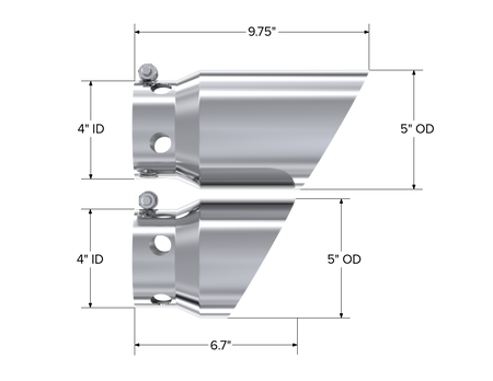 MBRP Exhaust Tip 4-Inch Inlet 5-Inch Outlet T304 Stainless Steel Powerstroke 2008-2026 Ford F-250 Super Duty/F-350 Super Duty/F-450 Super Duty