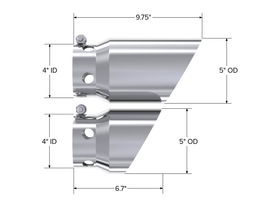 MBRP Exhaust Tip 4-Inch Inlet 5-Inch Outlet T304 Stainless Steel Powerstroke 2008-2026 Ford F-250 Super Duty/F-350 Super Duty/F-450 Super Duty