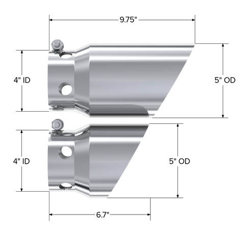MBRP Exhaust Tip 4-Inch Inlet 5-Inch Outlet T304 Stainless Steel Powerstroke 2008-2026 Ford F-250 Super Duty/F-350 Super Duty/F-450 Super Duty