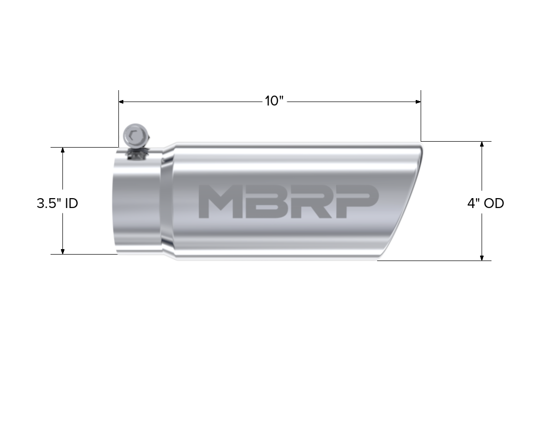 MBRP Exhaust Tip 3.5-Inch Inlet 4-Inch Outlet Rolled End T304 Stainless Steel Universal Fit