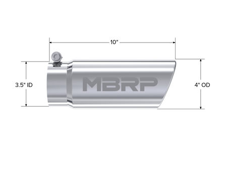 MBRP Exhaust Tip 3.5-Inch Inlet 4-Inch Outlet Rolled End T304 Stainless Steel Universal Fit