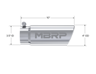 MBRP Exhaust Tip 3.5-Inch Inlet 4-Inch Outlet Rolled End T304 Stainless Steel Universal Fit