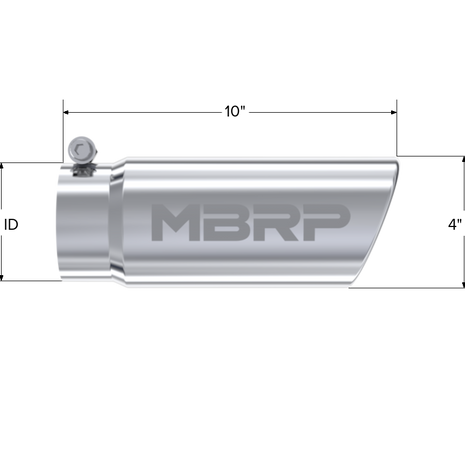 MBRP Exhaust Tip 3.5-Inch Inlet 4-Inch Outlet Rolled End T304 Stainless Steel Universal Fit