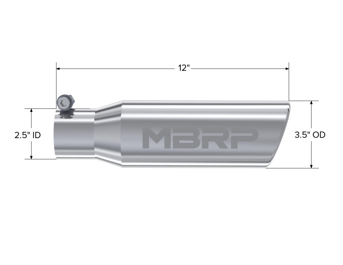 MBRP Exhaust Tip 2.5-Inch Inlet 3.5-Inch Outlet Rolled End T304 Stainless Steel Universal Fit