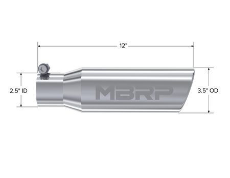 MBRP Exhaust Tip 2.5-Inch Inlet 3.5-Inch Outlet Rolled End T304 Stainless Steel Universal Fit
