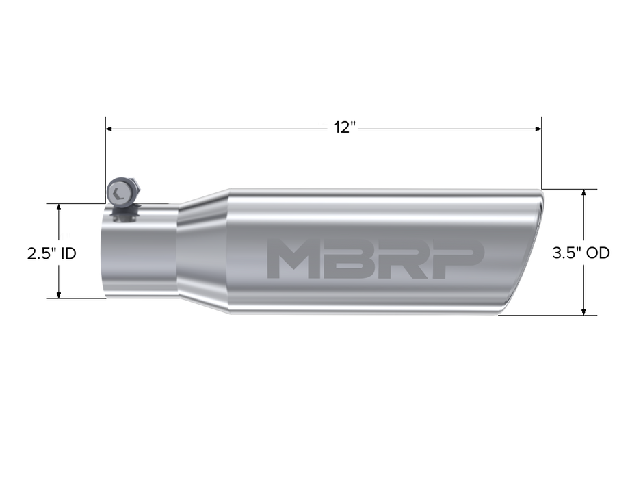 MBRP Exhaust Tip 2.5-Inch Inlet 3.5-Inch Outlet Rolled End T304 Stainless Steel Universal Fit