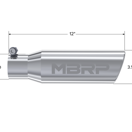 MBRP Exhaust Tip 2.5-Inch Inlet 3.5-Inch Outlet Rolled End T304 Stainless Steel Universal Fit