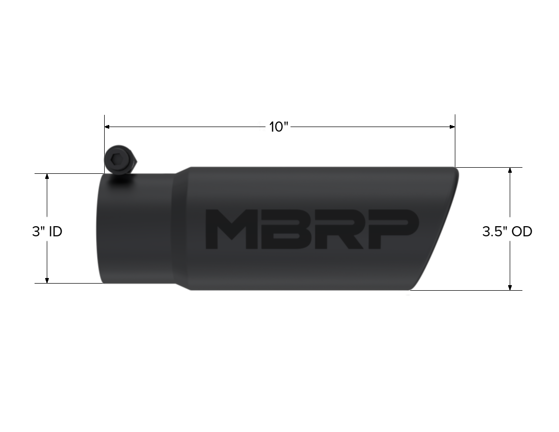 MBRP Exhaust Tip 3-Inch Inlet 3.5-Inch Outlet Rolled End T304 Stainless Steel Universal Fit Armor Black