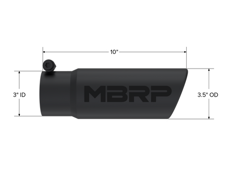 MBRP Exhaust Tip 3-Inch Inlet 3.5-Inch Outlet Rolled End T304 Stainless Steel Universal Fit Armor Black