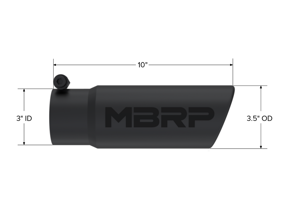 MBRP Exhaust Tip 3-Inch Inlet 3.5-Inch Outlet Rolled End T304 Stainless Steel Universal Fit Armor Black