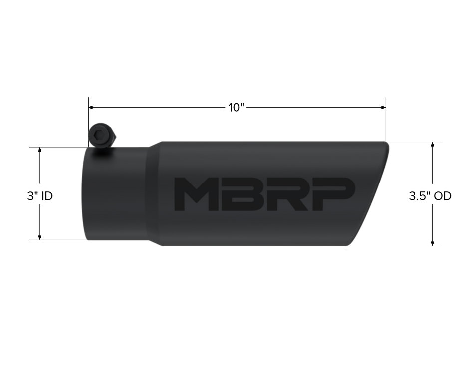 MBRP Exhaust Tip 3-Inch Inlet 3.5-Inch Outlet Rolled End T304 Stainless Steel Universal Fit Armor Black