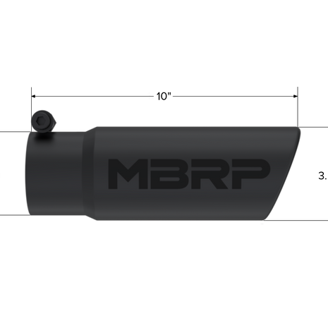 MBRP Exhaust Tip 3-Inch Inlet 3.5-Inch Outlet Rolled End T304 Stainless Steel Universal Fit Armor Black