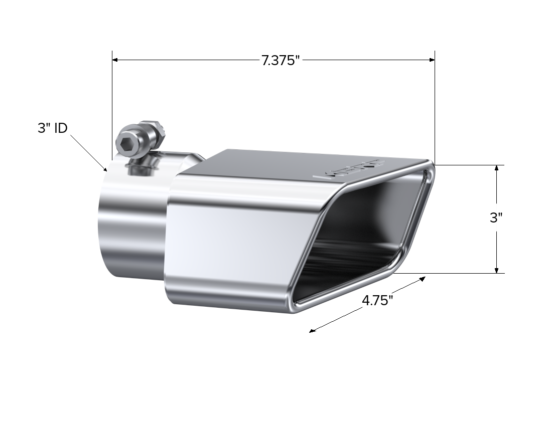 MBRP Exhaust Tip 3-Inch Inlet 4.75-Inch Outlet T304 Stainless Steel Universal Fit Armor Pro Mirror Polished Driver Side