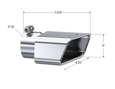 MBRP Exhaust Tip 3-Inch Inlet 4.75-Inch Outlet T304 Stainless Steel Universal Fit Armor Pro Mirror Polished Driver Side