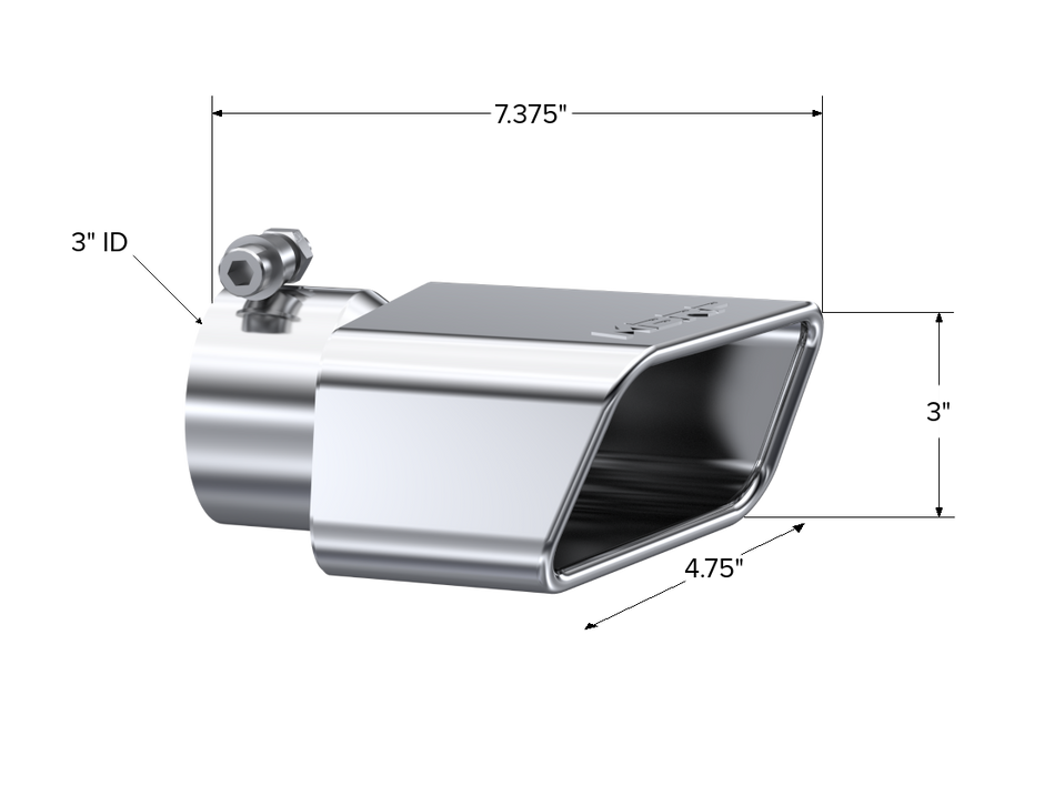 MBRP Exhaust Tip 3-Inch Inlet 4.75-Inch Outlet T304 Stainless Steel Universal Fit Armor Pro Mirror Polished Driver Side