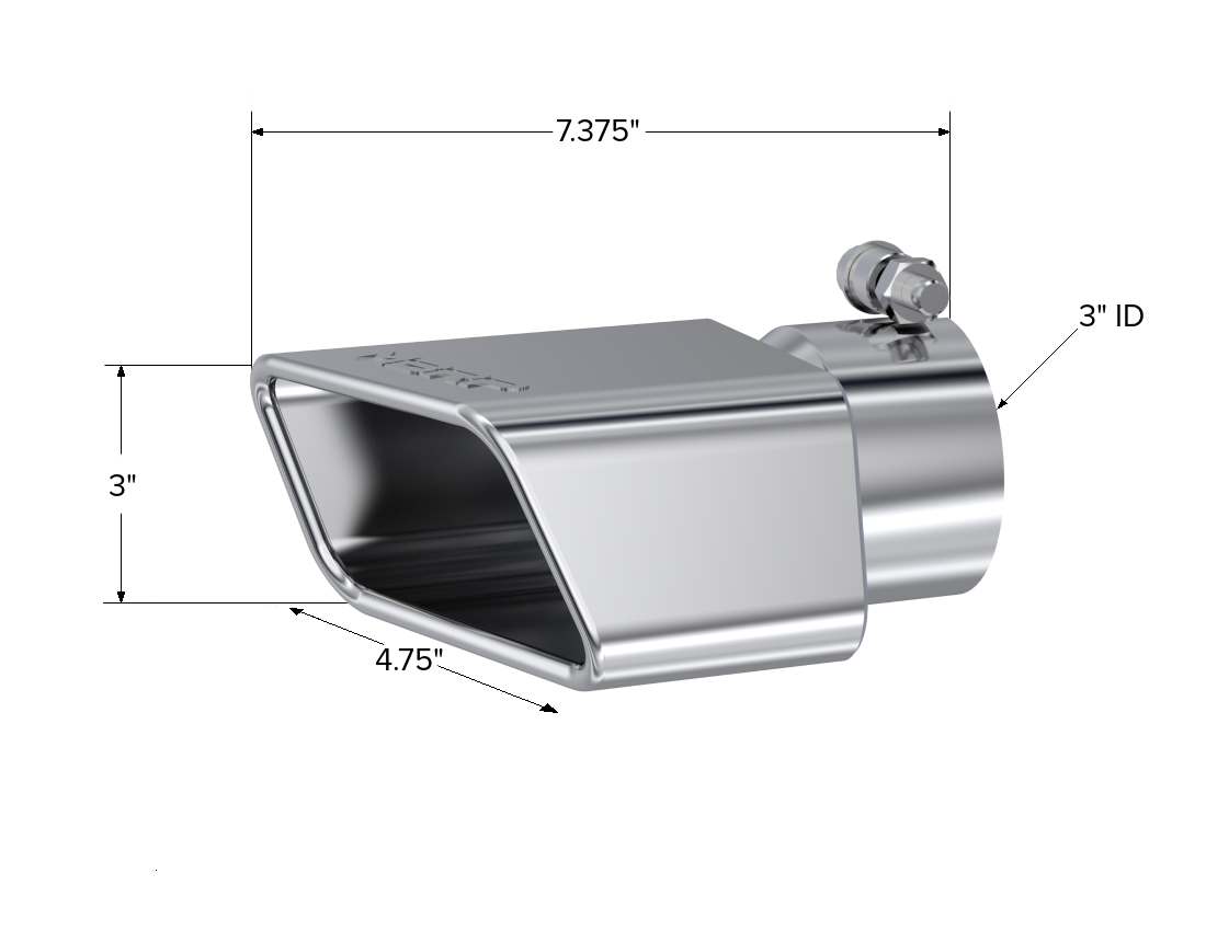 MBRP Exhaust Tip 3-Inch Inlet 4.75-Inch Outlet T304 Stainless Steel Universal Fit Armor Pro Mirror Polished Passenger Side