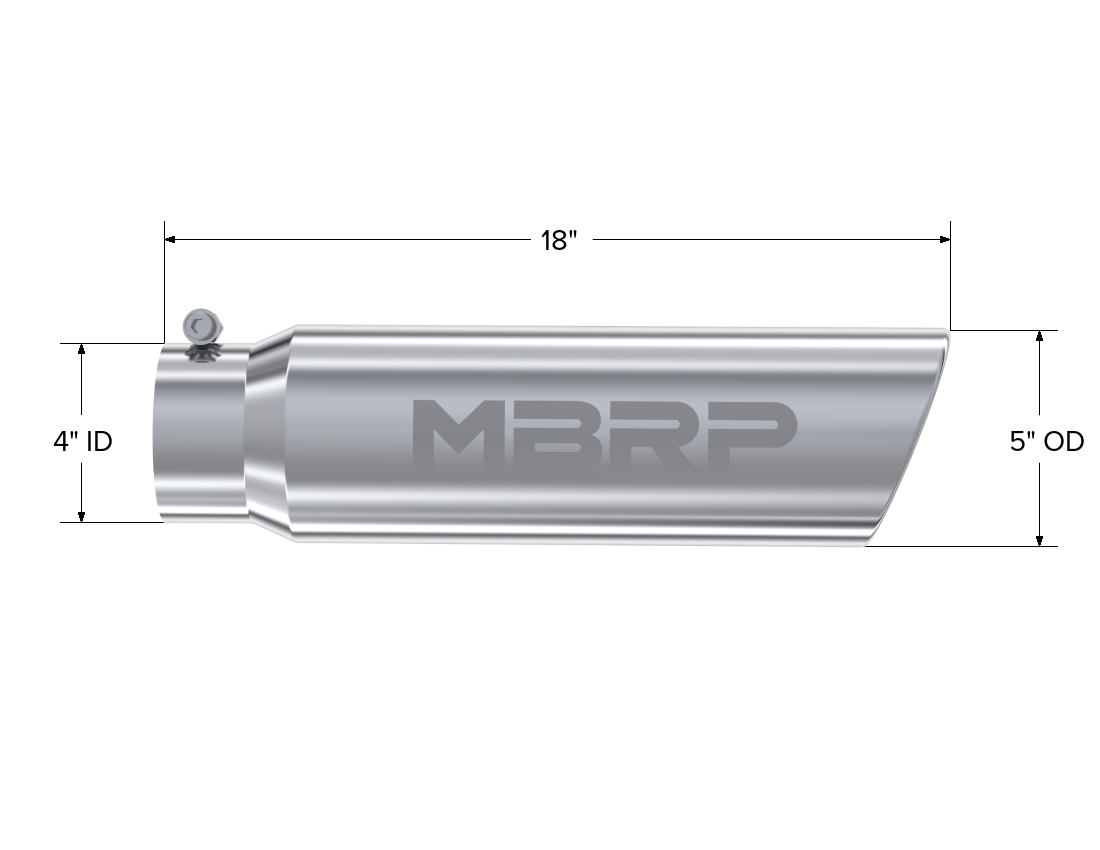 MBRP Exhaust Tip 4-Inch Inlet 5-Inch Outlet Rolled End T304 Stainless Steel Universal Fit