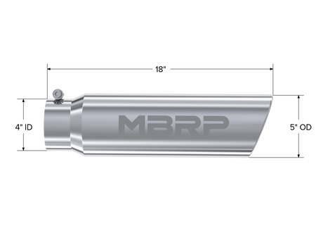 MBRP Exhaust Tip 4-Inch Inlet 5-Inch Outlet Rolled End T304 Stainless Steel Universal Fit
