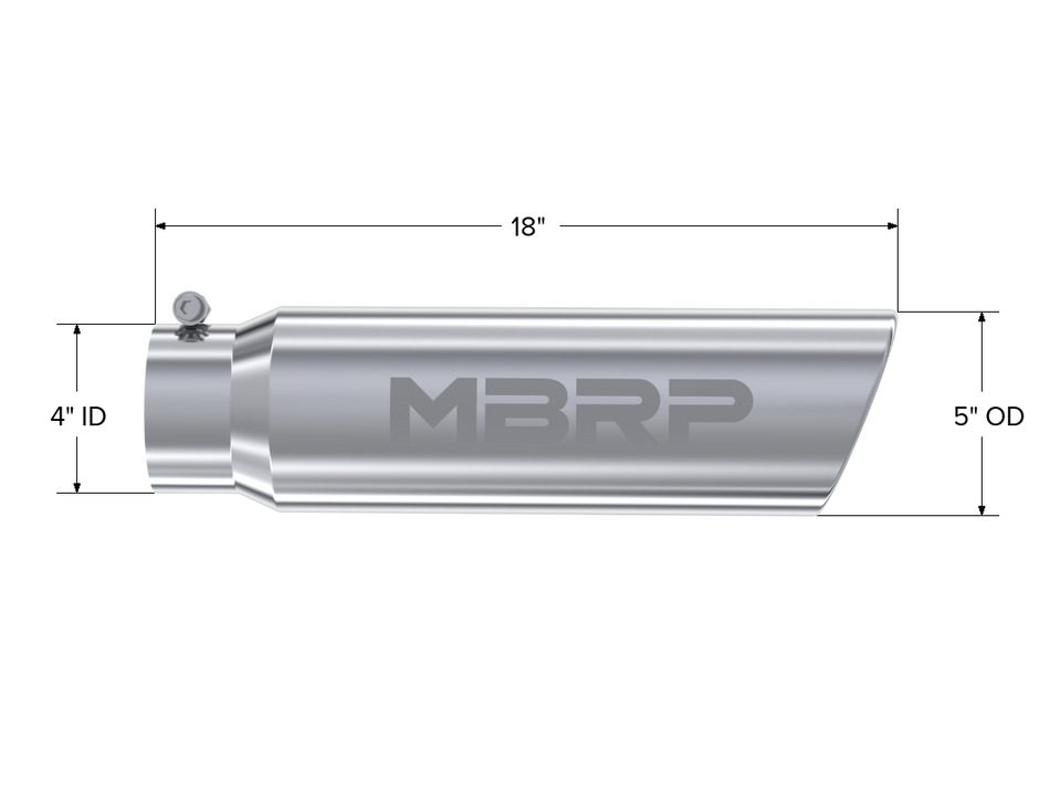 MBRP Exhaust Tip 4-Inch Inlet 5-Inch Outlet Rolled End T304 Stainless Steel Universal Fit