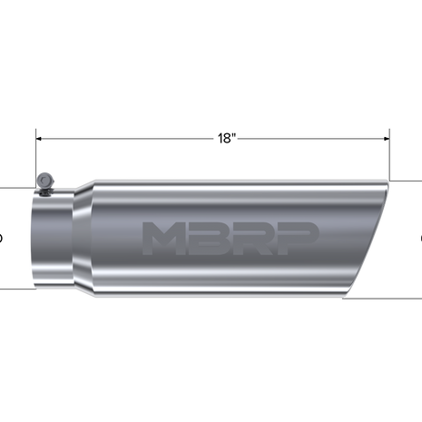 MBRP Exhaust Tip 5-Inch Inlet 6-Inch Outlet Rolled End T304 Stainless Steel Universal Fit Armor Pro Mirror Polished Exhaust Tip 6 Inch O.D. Angled Rolled End 5 Inch Inlet 18 Inch Length T304 Stainless Steel