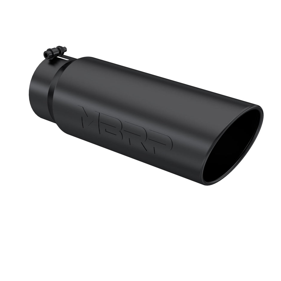 MBRP Exhaust Tip 5-Inch Inlet 6-Inch Outlet Rolled End Black Coated Universal Fit
