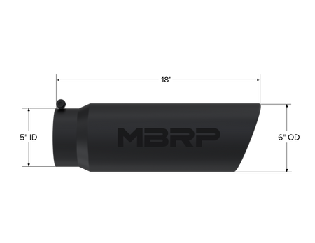 MBRP Exhaust Tip 5-Inch Inlet 6-Inch Outlet Rolled End Black Coated Universal Fit