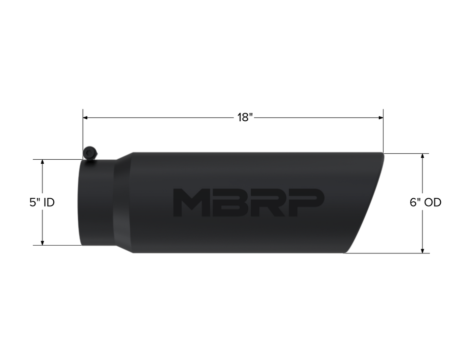 MBRP Exhaust Tip 5-Inch Inlet 6-Inch Outlet Rolled End Black Coated Universal Fit