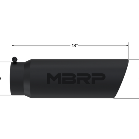 MBRP Exhaust Tip 5-Inch Inlet 6-Inch Outlet Rolled End Black Coated Universal Fit
