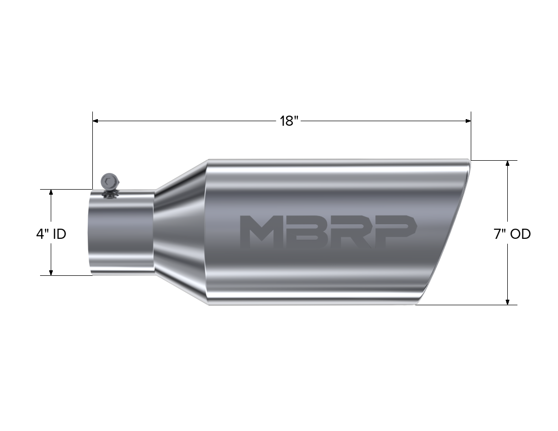 MBRP Exhaust Tip 4-Inch Inlet 7-Inch Outlet Rolled End T304 Stainless Steel Universal Fit