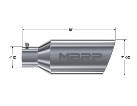 MBRP Exhaust Tip 4-Inch Inlet 7-Inch Outlet Rolled End T304 Stainless Steel Universal Fit