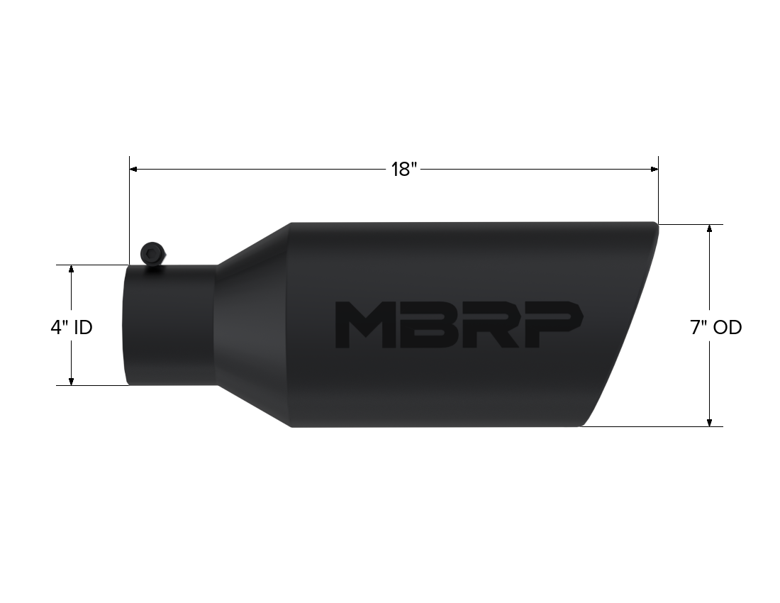 MBRP Exhaust Tip 4-Inch Inlet 7-Inch Outlet Rolled End Black Coated Universal Fit