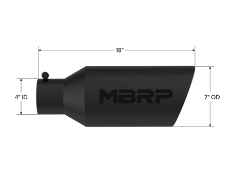 MBRP Exhaust Tip 4-Inch Inlet 7-Inch Outlet Rolled End Black Coated Universal Fit