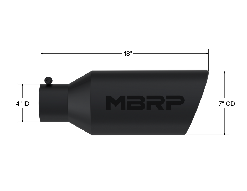MBRP Exhaust Tip 4-Inch Inlet 7-Inch Outlet Rolled End Black Coated Universal Fit
