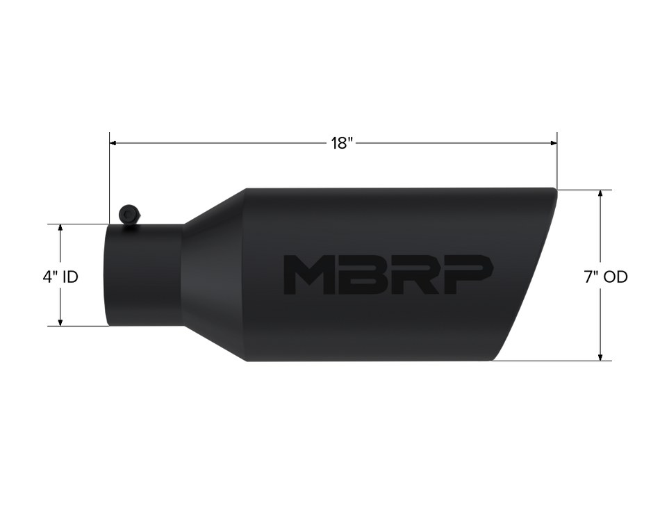MBRP Exhaust Tip 4-Inch Inlet 7-Inch Outlet Rolled End Black Coated Universal Fit