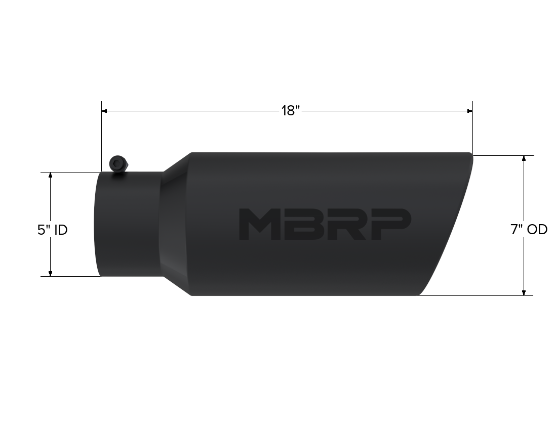 MBRP Exhaust Tip 5-Inch Inlet 7-Inch Outlet Rolled End Black Coated Universal Fit